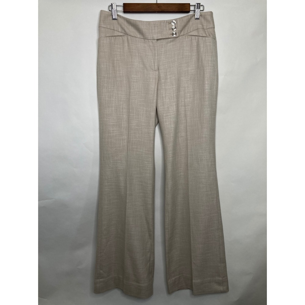 White‎ House Black Market Legacy Flare Leg Pants Beige Tan Size 8R Professional